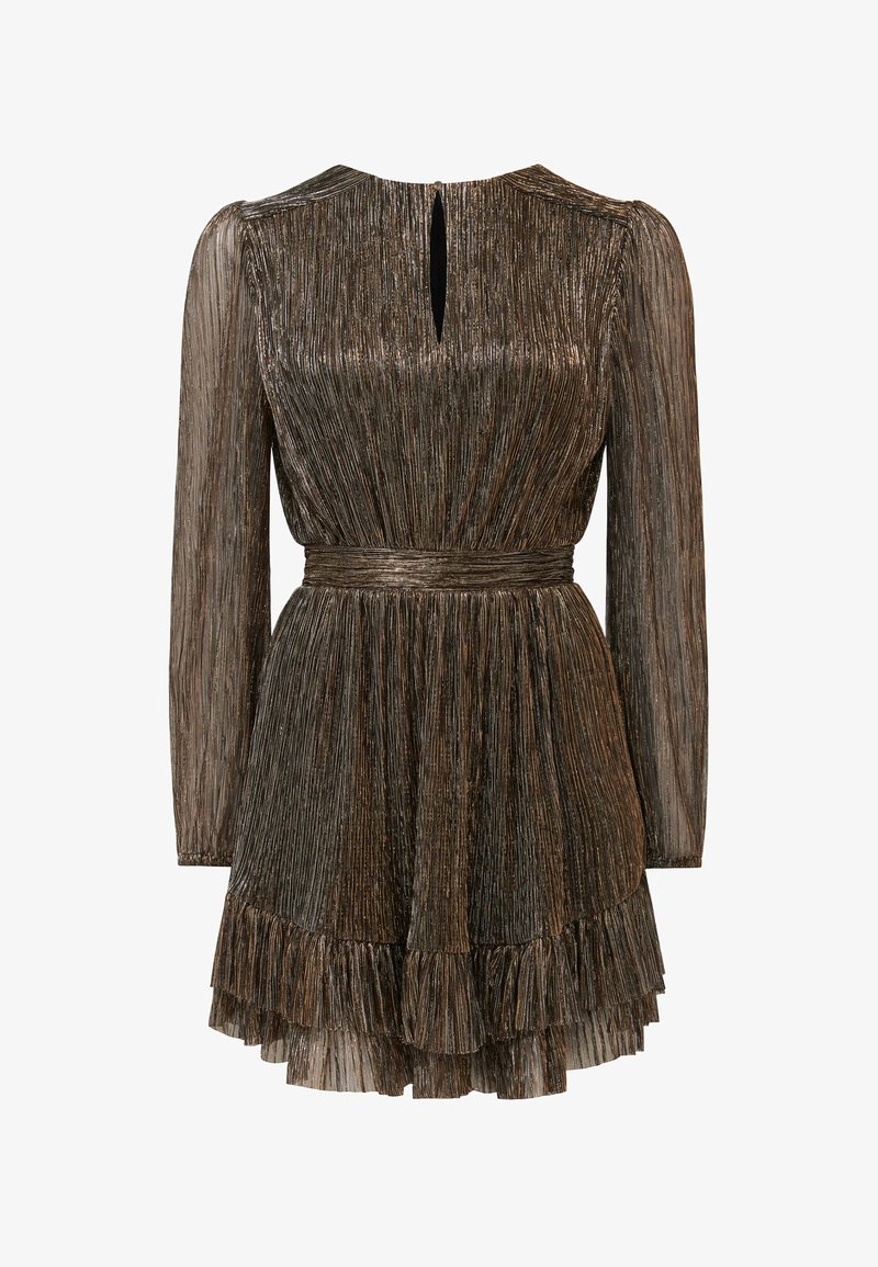 Forever New GOLDIE LONG SLEEVE PLISSE MINI DRESS - Cocktail dress / Party dress - black/gold/brown - Zalando Forever New GOLDIE LONG SLEEVE PLISSE MINI DRESS - Cocktail dress / Party dress - black/gold/brown - Zalando