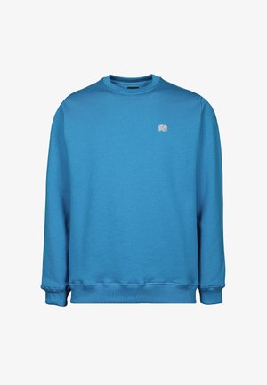 Blauer Sweatshirt aus Baumwollmischung mit runder Ausschnitt, langen Ärmeln, gerippten Bündchen und einem kleinen Elefanten-Logo auf der Brust.