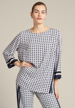 STAMPATA CON BORDI A RIGHE - Blouse - blu