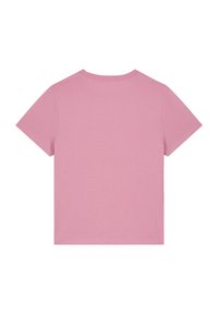 Kurzarm-T-Shirt in hellrosa, mit rundem Ausschnitt und glatter Textur. Auf der Rückseite sind keine sichtbaren Grafiken oder Muster.