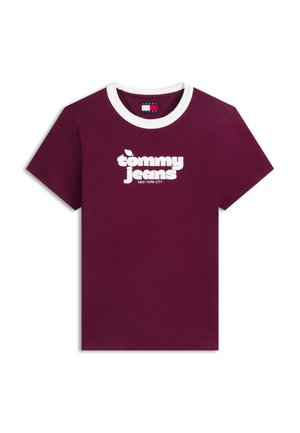Tommy Jeans, NOLVETY RINGER - T-shirt imprimé - calypso berry