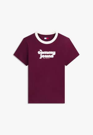 Tommy Jeans, NOLVETY RINGER - T-shirt imprimé - calypso berry