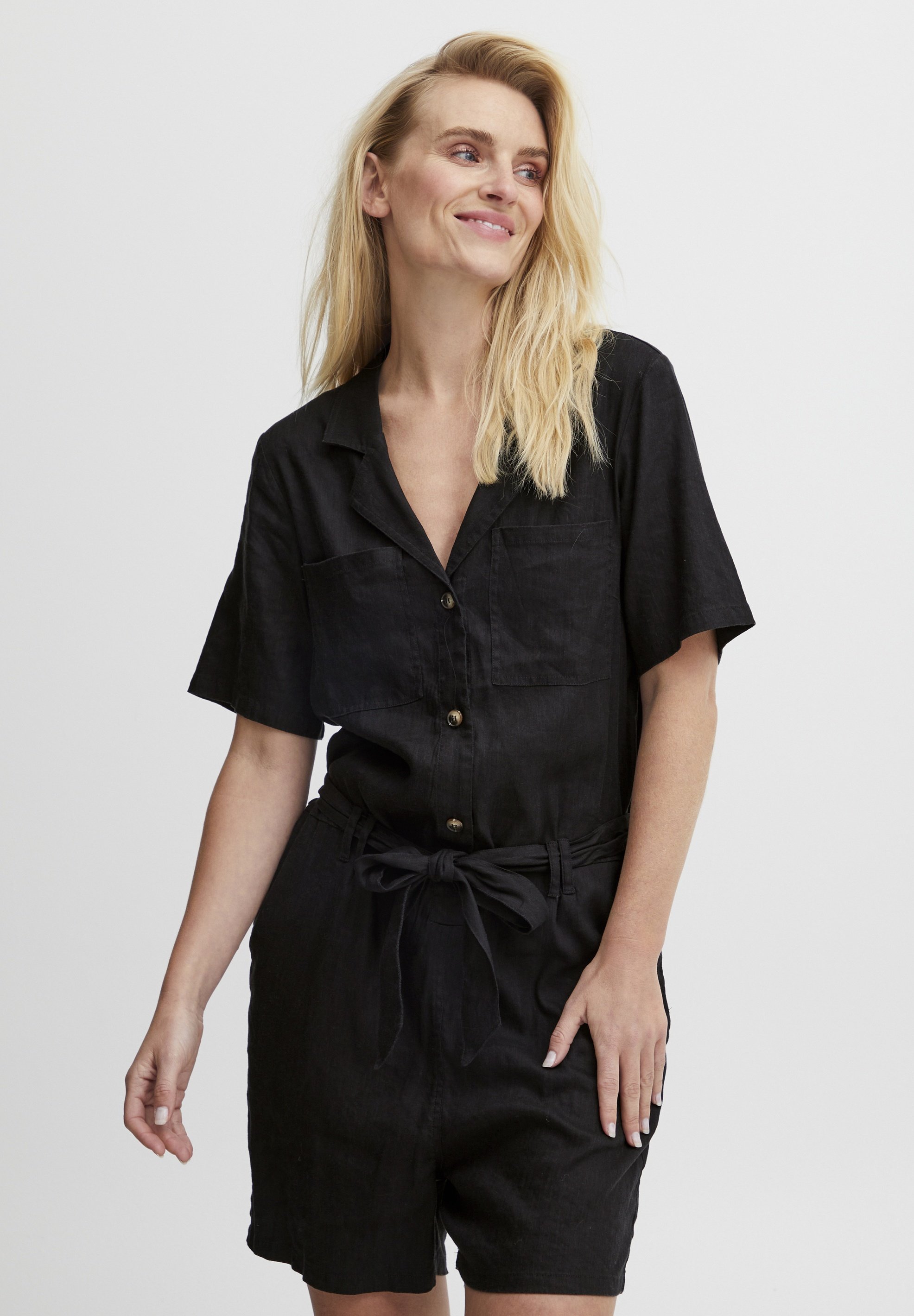 Combinaison Marlene Cintrée En Polyester - Robe Longue Avec Ceinture Et Col En V - 6