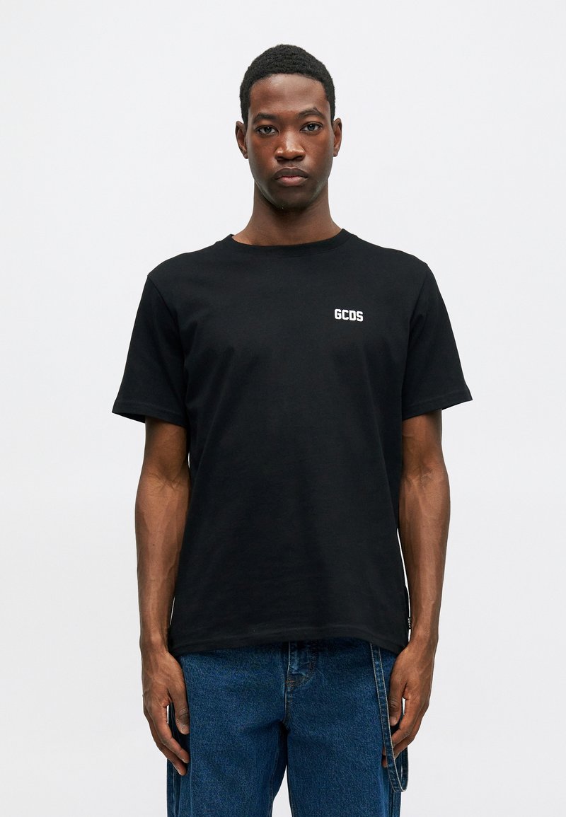 GCDS LOW BAND LOGO REGULAR T-shirt con stampa black/white/nero