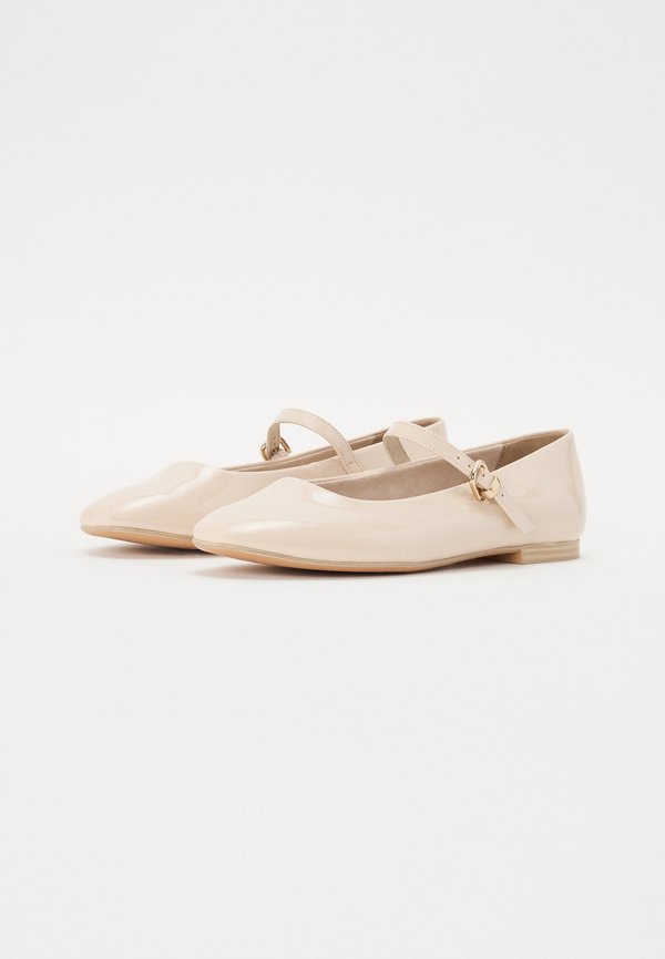 Ankle strap ballet pumps - ivory patent2