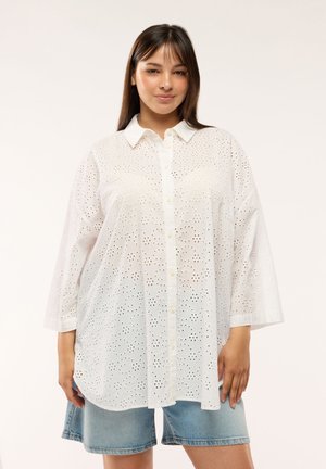 Terranova, CAMICIA MAXI IN SANGALLO A TINTA UNITA - Camicia - bianco ottico