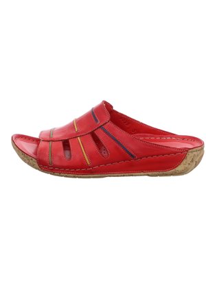 Pantolette flach - rot grün