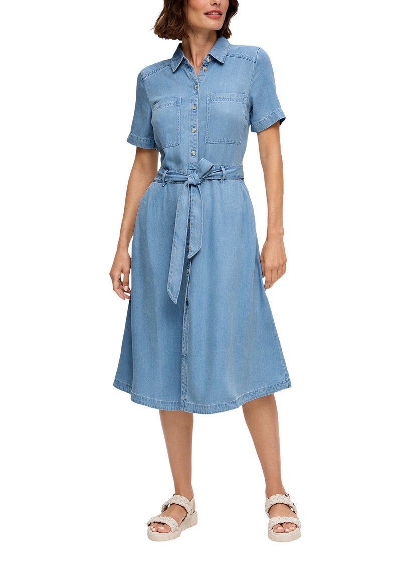 s.Oliver MIT BINDEGRTEL - Denim dress - blau/blue denim - Zalando