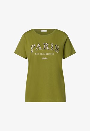 Street One, T-SHIRT MIT WORDING ARTWORK - T-shirt imprimé - shaded olive green