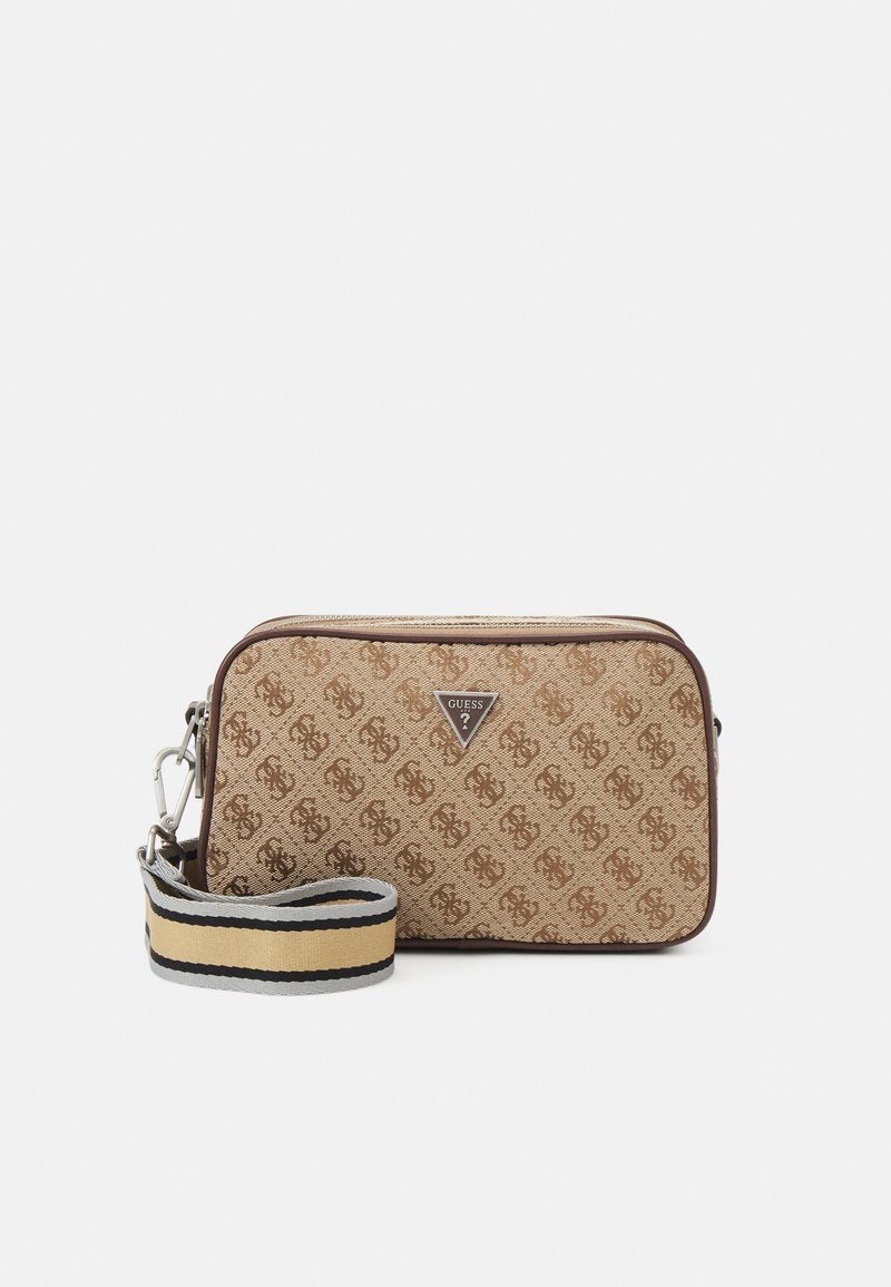 Sac Bandoulière GUESS Milano - Double Fermeture éclair, Bandoulière Réglable, Couleur Beige/marron