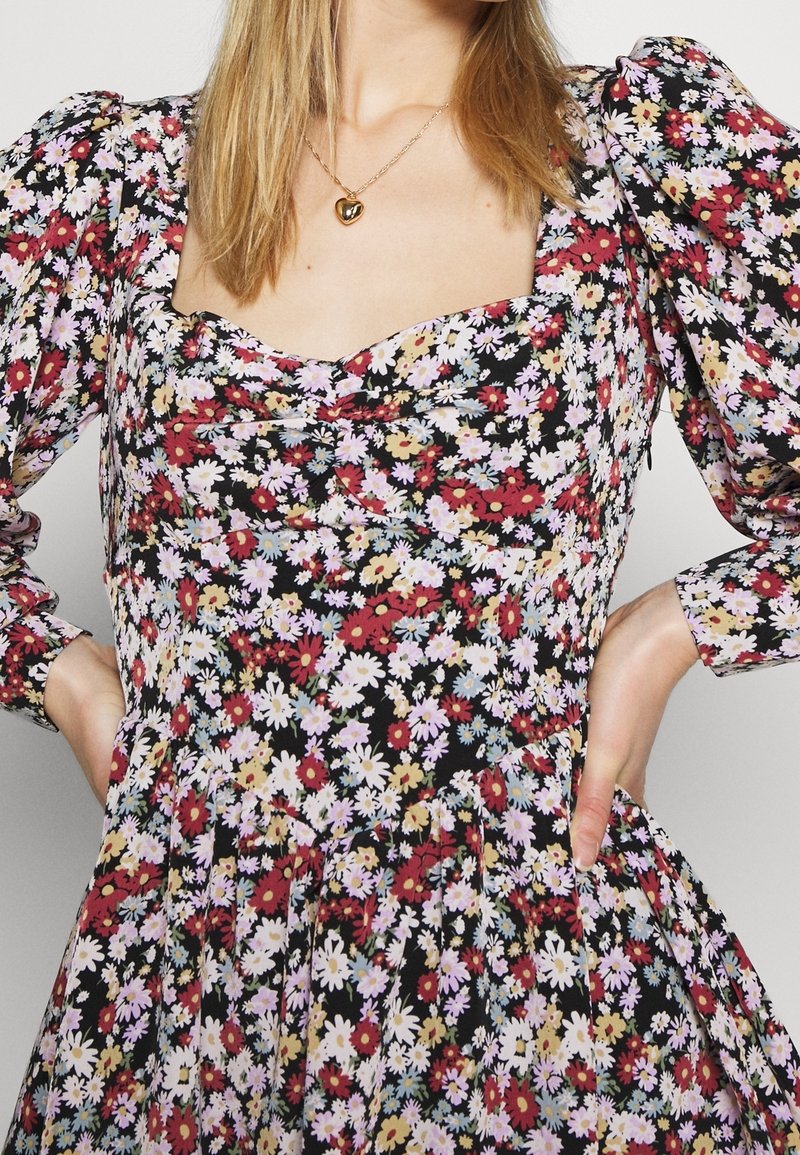 fashion union floral dress Fashion Union Shirt Dress Size Small Long Sleeve Paisley Floral Tie Neck