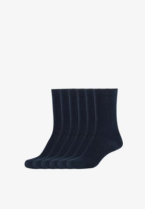 Navyblaue Baumwollsocken im 6er-Set, mit einer glatten Textur und gerippten Bündchen für einen sicheren Sitz.