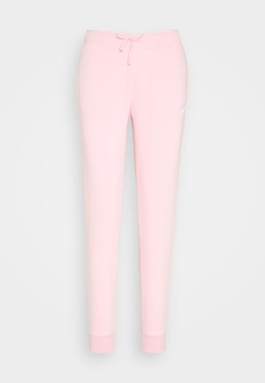 Lichtroze joggingsbroek met een trekkoord in de taille, taps toelopende pijpen en een geborduurd logo op de dij. Zachte, gladde stoftextuur.