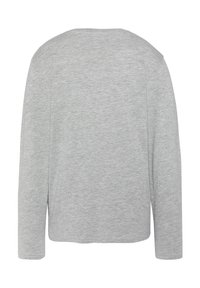 Grijze langemouwen shirt van zachte stof, met een ronde halslijn en een relaxte pasvorm met een rechte zoom. Geen zichtbare patronen of accenten.