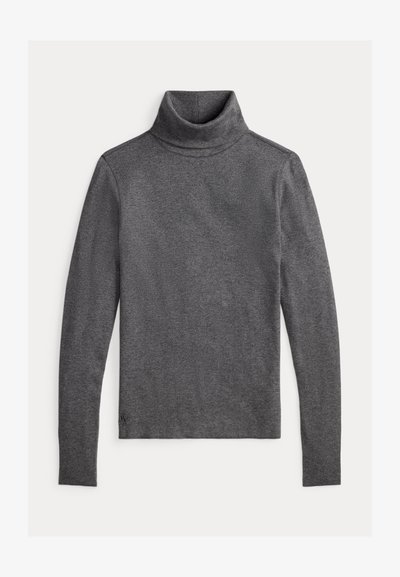 Tumehall kootud ülerõivas kõrge kaelusega, pikkade varrukatega ja kitsalt istuv, näidatud lameda kujul heledal taustal.