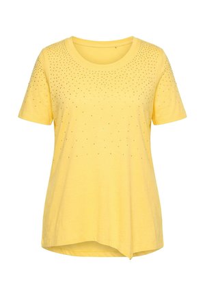 MIAMODA, RHINESTONED ASYMMETRIC POINTED HEM TEE - T-shirt imprimé - sun yellow