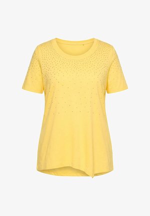 MIAMODA, RHINESTONED ASYMMETRIC POINTED HEM TEE - T-shirt print - sun yellow