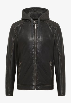 Mustang Leren jas - schwarz