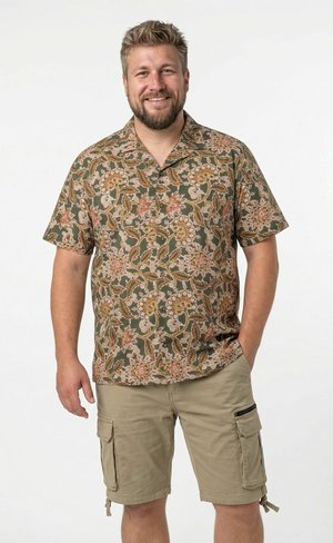 Men Plus, SHIRT, SHORT SLEEVES, CUBAN COLLAR, BOXY FIT, ALL-OVER PRINT, UP TO 8XL - Overhemd - brown