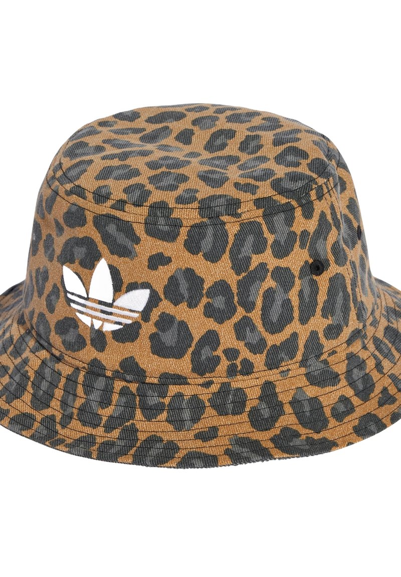 Manfnee Chapeau Seau Léopard Cuir Synthétique - Chapeau Soleil Réversible Pliable Casquette Pêche Voyage Femmes Hommes