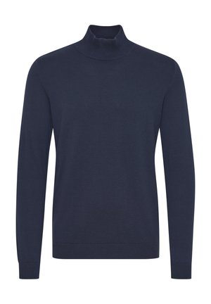 Merihenkinen turtleneck-neule, joka on valmistettu pehmeästä neuloksesta. Ominaisuuksiin kuuluu pitkät hihat, istuva kaulus sekä ribbiretut hihansuut ja helma.