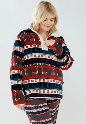 CURVE DEER FAIRISLE QUARTER ZIP - Felpa in pile - navy