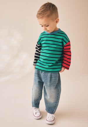 Next, REGULAR FIT - LONG SLEEVE STRIPE T-SHIRT - Long sleeved top - green navy stripe hotchpotch