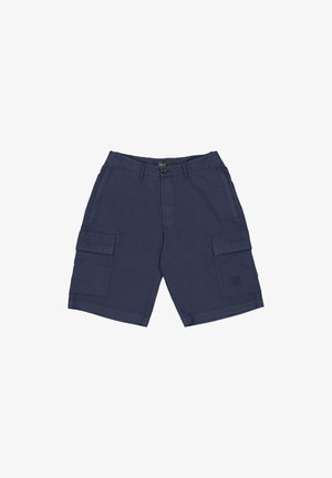 Marineblauwe shorts van katoen met een relaxte pasvorm. Bevat twee zijzakken en twee cargo-zakken op de bovenbenen. Inclusief knoopsluiting.