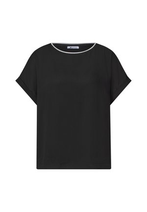 Street One, 2-IN-1 SHIRT AUS CHIFFON MIT BOAT NECK - Blouse - black