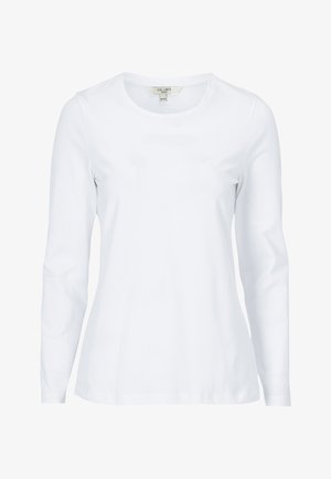 Wit T-shirt met lange mouwen, gemaakt van katoen. Heeft een ronde hals en een rechte zoom, met een zachte textuur en geen zichtbare patronen of accenten.