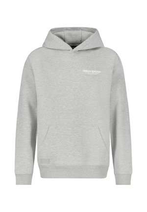 MIT KÄNGURUTASCHE SCHRIFTZUG-PRINT HINTEN - Hoodie - hellgrau