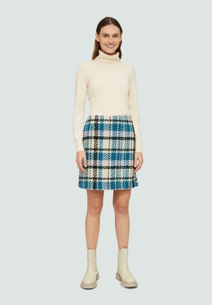 s.Oliver KARIERTER IN OPTIK - Pencil skirt - azurblau