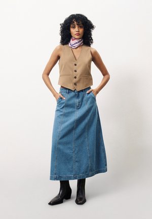 FRNCH ERMELINE - Jupe trapèze - bleu jean