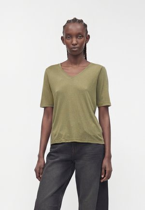 ONLY, ONLELISE V-NECK - T-shirt basic - khaki