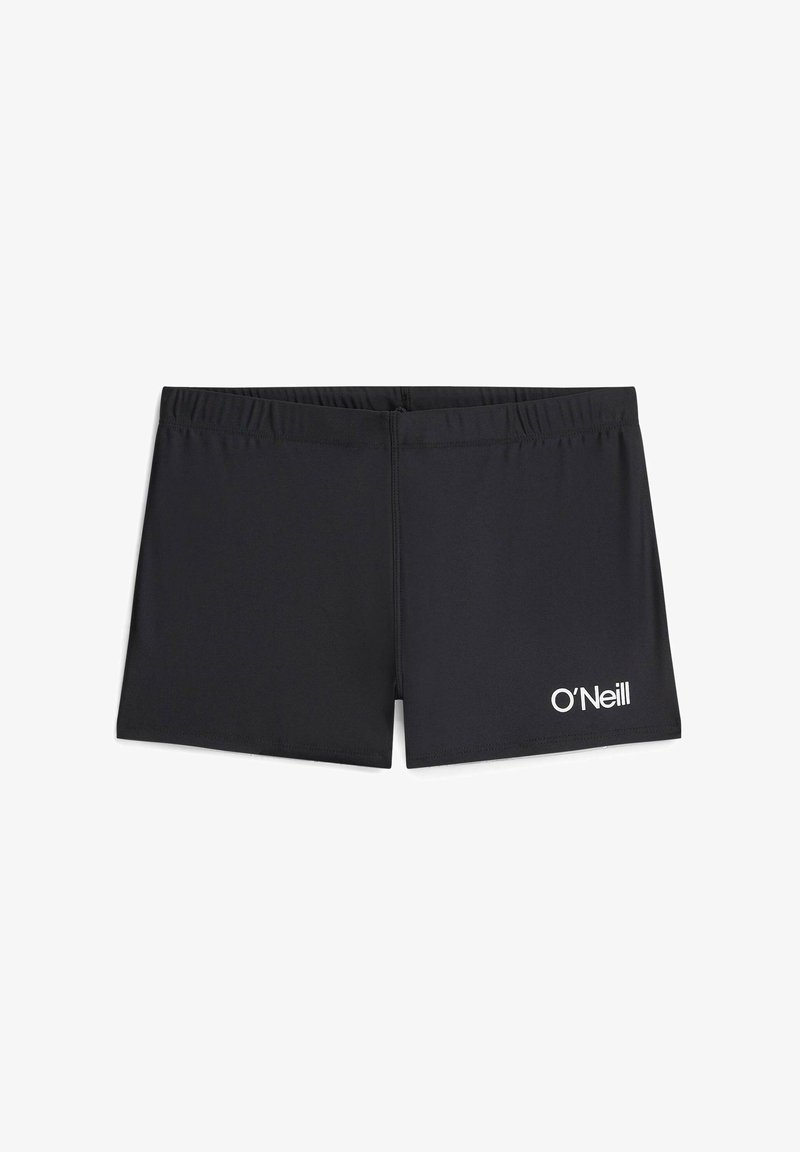 Schwarze Badehose aus elastischem Stoff, mit einem sicheren Bund und einem weißen O'Neill-Logo auf der vorderen linken Seite.