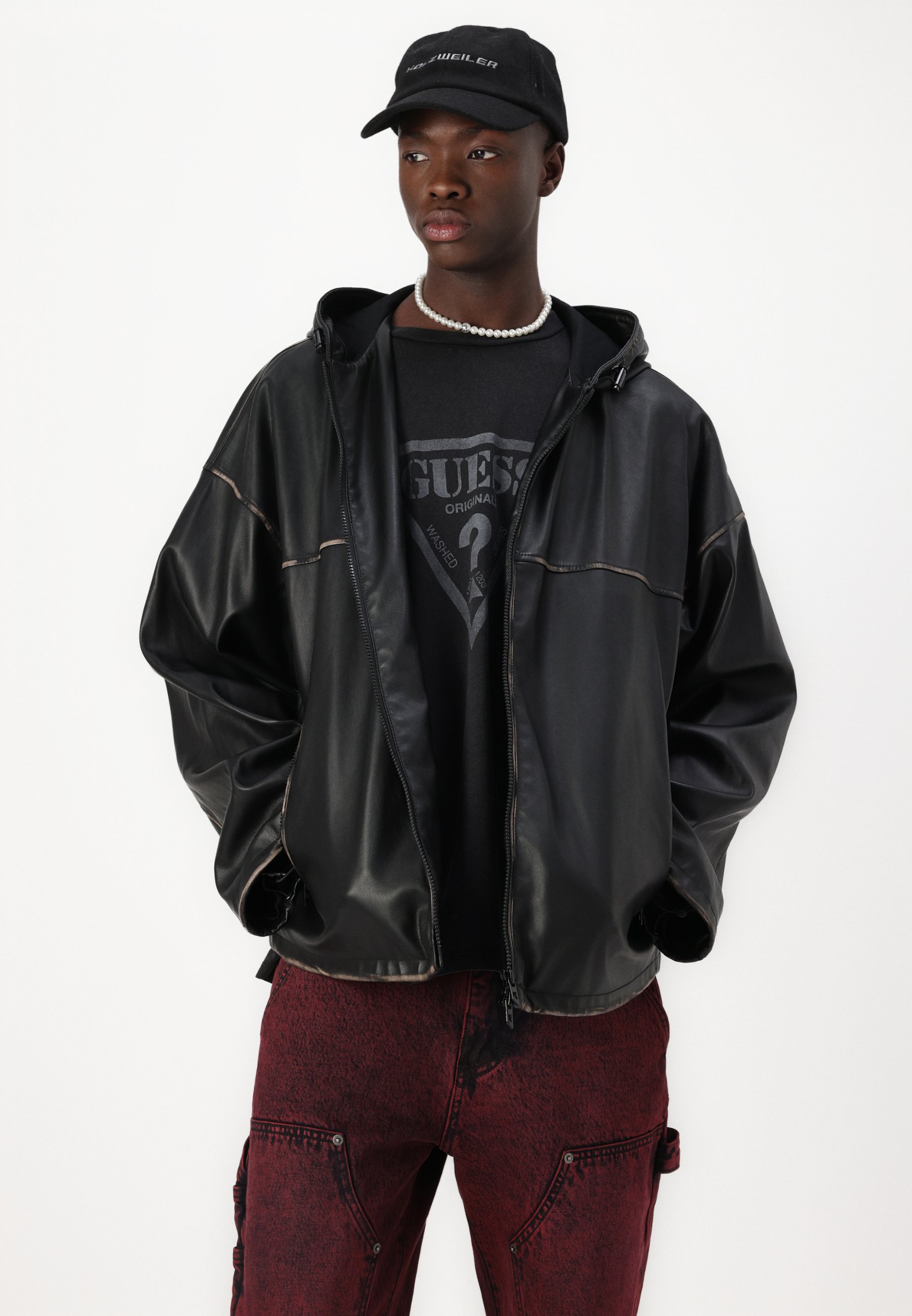 DIESEL J-Antilフェイクレザージップアップジャケット Diesel ANTIL UNISEX - Faux leather jacket - black - Zalando.co.uk