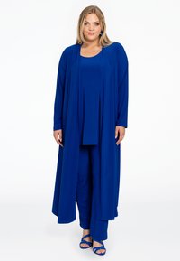 YOEK MIT DRAPIERTER FRONT - Strickjacke - indigo