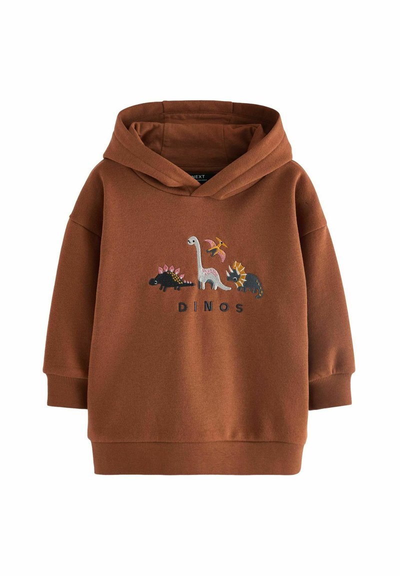Next EMBROIDERED PLACEMENT-REGULAR FIT - Felpa con cappuccio - rust brown dinosaur