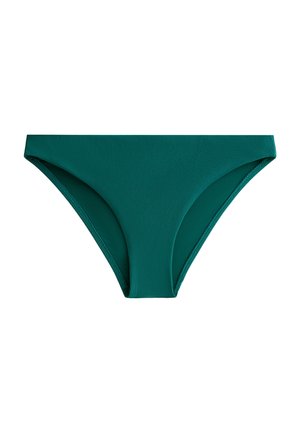 Teal ribbad bikiniunderdel med låg midja, med släta kanter och en sömlös design. Tillverkad av stretchigt, snabbtorkande material.
