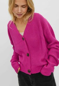 Vero Moda VMLEA V NECK CUFF CARDIGAN  - Kardiganas - very berry
