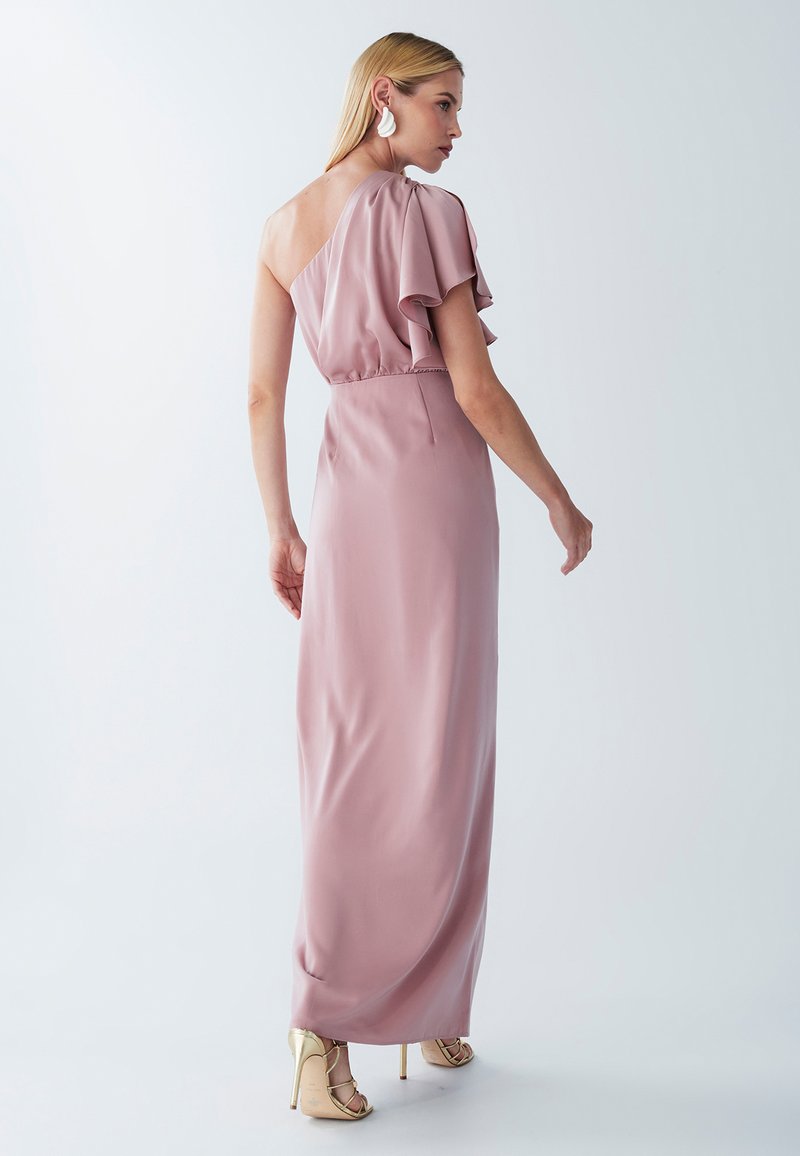 strapless open back dress Dusty Rose Chiffon Bridesmaid Dresses One Shoulder – Lisposa main image 1