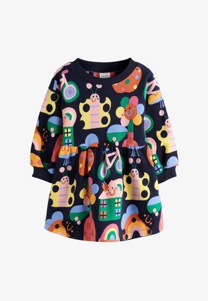 Next, REGULAR FIT - LONG SLEEVE SWEAT DRESS - Denné šaty - navy ladybird rainbow