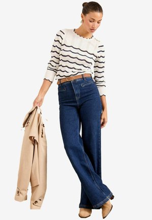 REGULAR FIT - FINE GAUGE CREW NECK - Jumper - ivroy and navy stripe