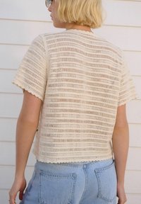 Next REGULAR FIT EMBROIDERED FLORAL BUTTON UP - Strickjacke - white ecru