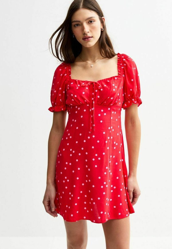 POLKA DOT SQUARE NECK MINI - Freizeitkleid