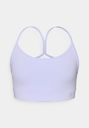 Svetlo vijolična športna majica brez rokavov z gladko teksturo, z dirkalno hrbtno zasnovo in oprijeto pasom na spodnjem delu, na katerem je majhen logotip.