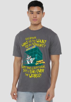 Cotton Soul, PINKY AND THE BRAIN/THE WORLD - Print T-shirt - anthracite