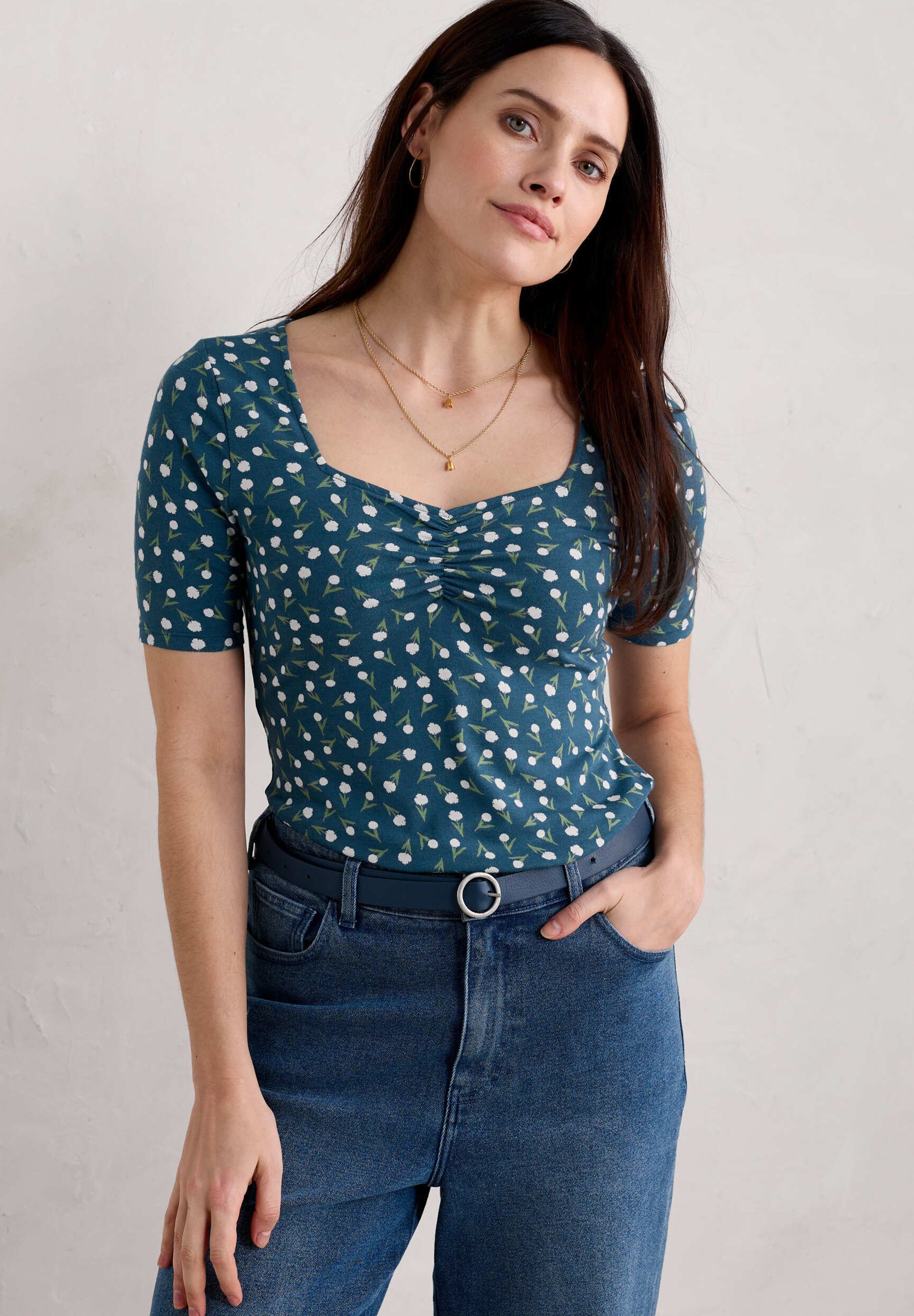 Seasalt Cornwall RIVER COVE KNEE LGTH - Day Dress - Sea Flower Dark Voyage/blu