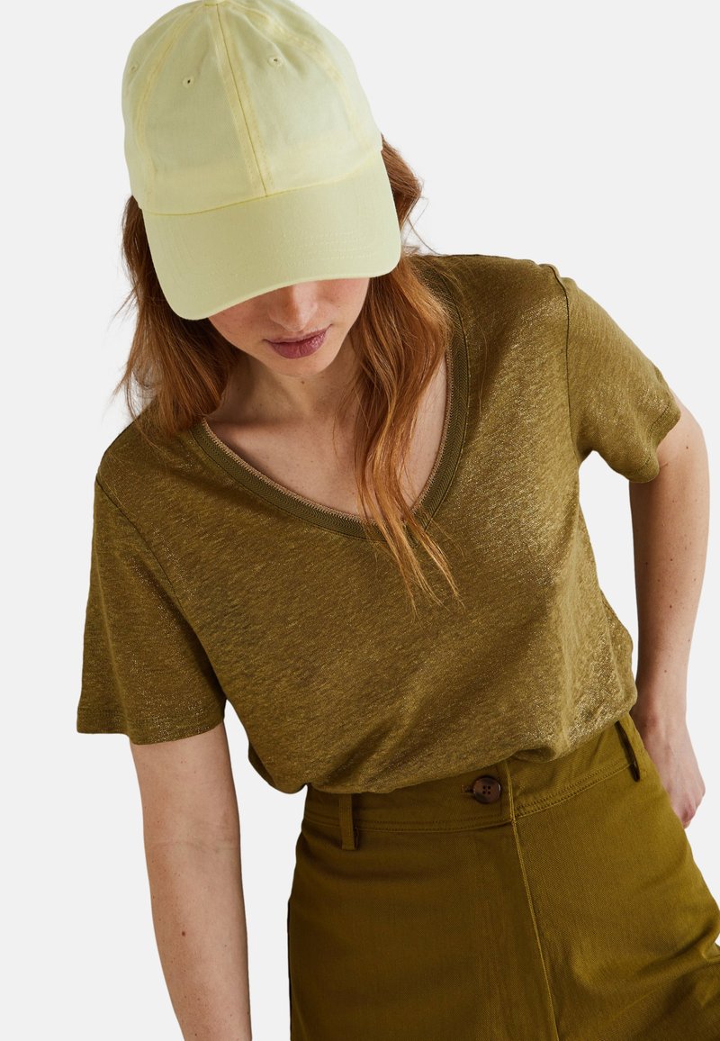 Monoprix COL V IRISÉ - T-shirt basique - picholine