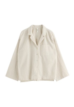 Lindex, PYJAMA SHIRT SEERSUCKER​ - Nattøj trøjer - light dusty khaki